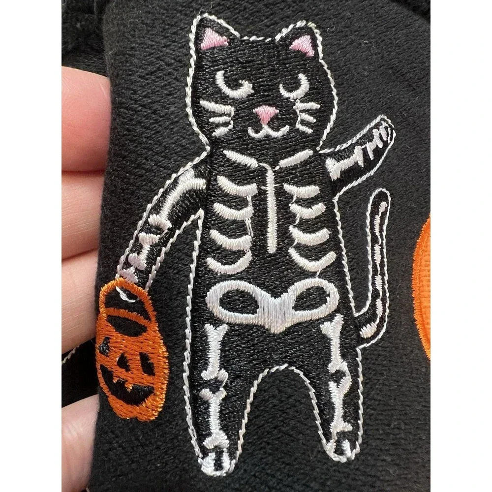 Halloween Black Cats In Costumes Embroidered Hand Towels 2 100% Cotton OEKO TEX